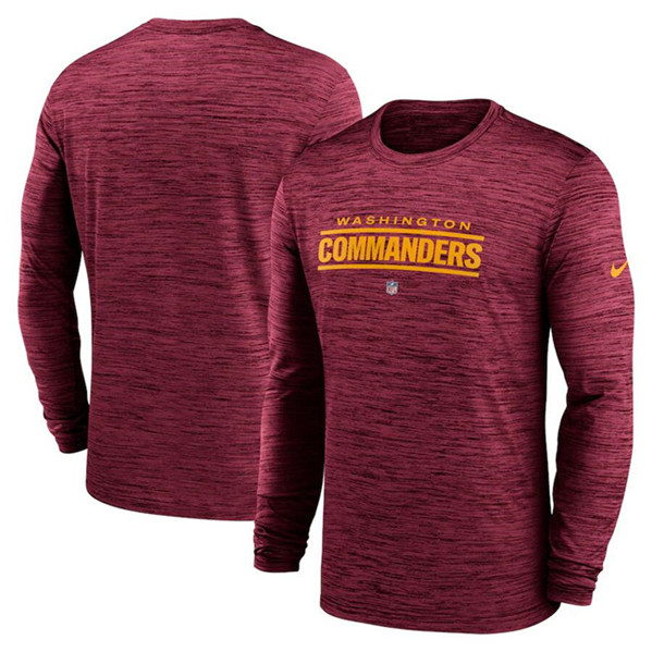 Men's Washington Commanders Burgundy Sideline Team Velocity Performance Long Sleeve T-Shirt